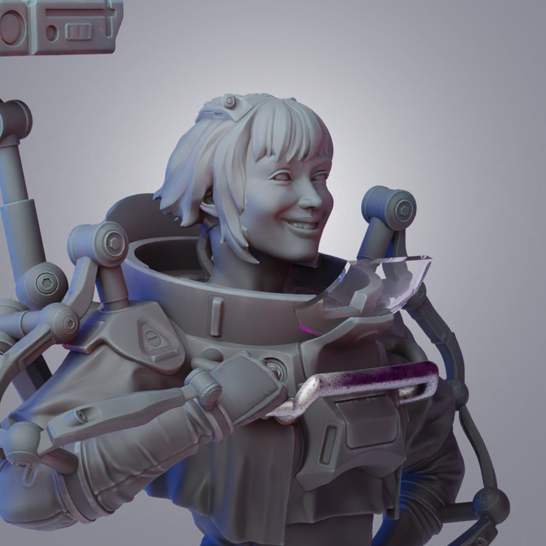 STL Zoey GoodChild Bust with detachable helmet and opening visor!